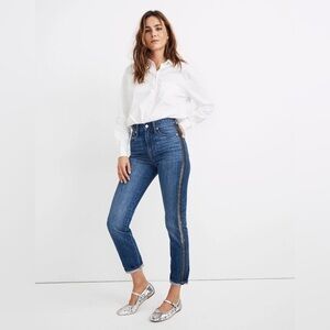 Madewell The Perfect Vintage Jean: Metallic Tuxedo Stripe Edition SZ 26